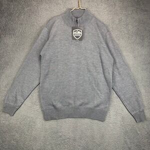 Mountain Expeditions Mens Gray Quarter Zip Mock Neck Knit Sweater Size Large